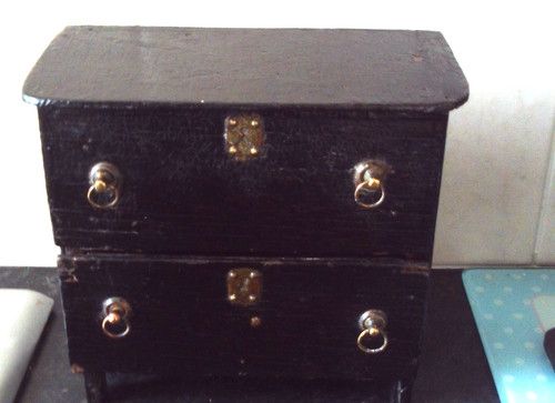 Vintage miniature wooden chest - vintage,