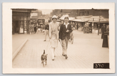 Postcard rppc couple walking - rppc,