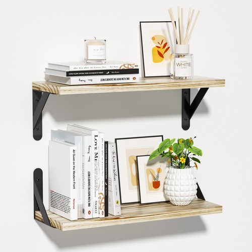 2pcs floating shelves - floating, wooden