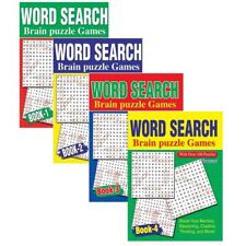 A4 Large Print Word Search Puzzle Book Books 130 BRAIN PUZZLES -  BOOKS 1-4 