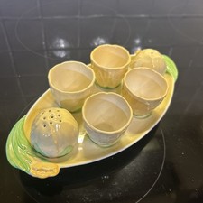 Carltonware Buttercup Vintage full  Underplate Eggcup Cruet Set Rare