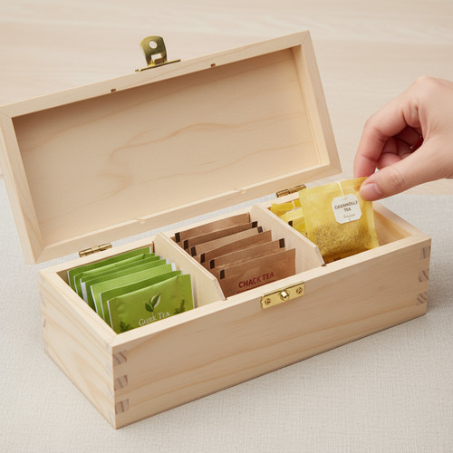Wooden tea box compartments - wooden,