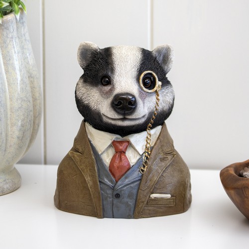 Gentleman badger bust ornament - gentleman,