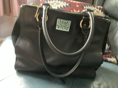 Large black leather grab - large, bag