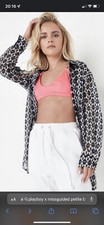 Missguided x Playboy X Black Monogram Print Chiffon Beach Cover Up Shirt. Size10