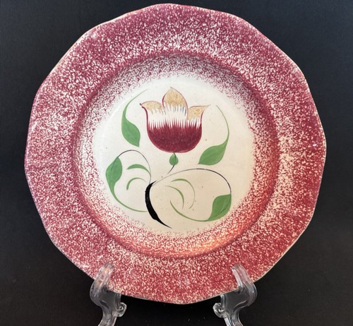Antique spatter spongeware - spatter, red