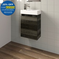Charcoal Wall Hung 400mm Slimline Vanity Unit Basin Sink Cloakroom Bathroom