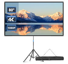 80 inch Projector Screen with Tripod Stand Portable Home Outdoor Cinema 16:9 4K