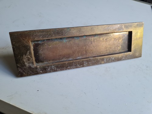 Vintage brass letter box - brass, box/plate