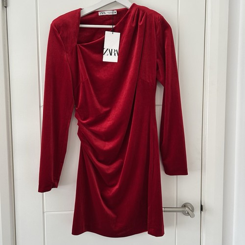 Zara red velvet ruched - l.,