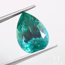 Certified 9 Ct Natural Brazilian Paraiba Tourmaline Blue-Green Pear Cut Gemstone