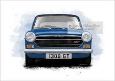 Personalised Austin 1300GT ADO16 Art Print Poster Classic Car. A4/A3 Add Reg
