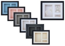 3D Deep Box 10"x8" Flat Black Picture  Frame Baby Cast Medal 3 window display