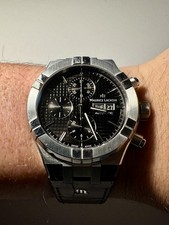 Maurice Lacroix Aikon Automatic Chronograph 44mm Watch Black Leather Strap Mens