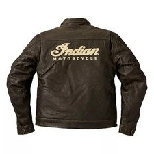 Mens Indian Motorcycle Jacket Removable Lining Biker Real Cowhide Leather Jacket