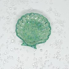 Handmade Epoxy Resin Green Glitter Shell Soap Trinket Dish Bathroom Decor