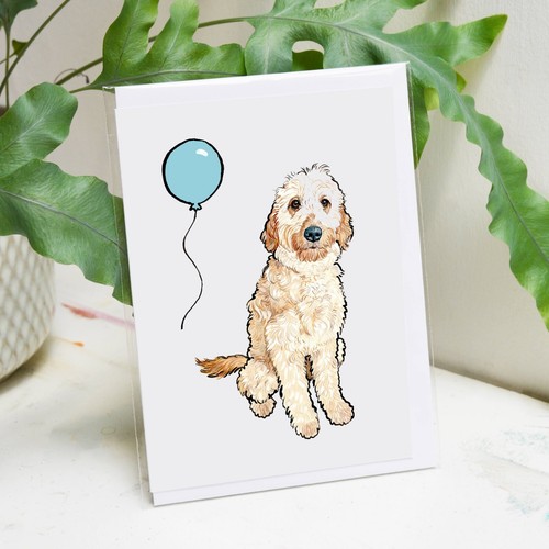 Labradoodle birthday card - labradoodle,