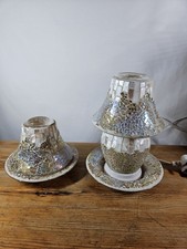 YANKEE CANDLE MOSAIC ELECTRIC WAX WARMER + SHADE & TRAY FOR LARGE CANDLE SET