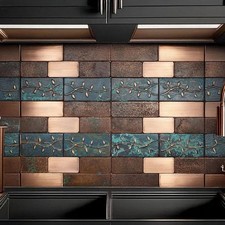 Handmade metal copper tiles for kitchen walls Lamina – vintage wall tiles