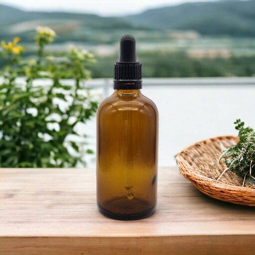 Amber glass dropper bottle - amber,