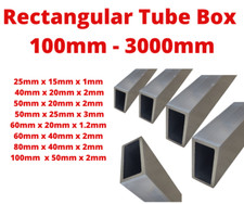 ALUMINIUM RECTANGULAR BOX SECTION Multiple Sizes Length 25mm to 100mm Custom Cut