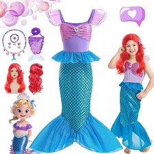 Girls Ariel Little Mermaid Princess Fancy Dress Cosplay Accessory Party Costume