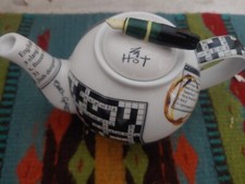 Paul Cardew Design 16oz. Ceramic Crossword Puzzle Teapot w Fountain Pen Lid 2013