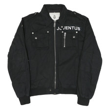 JUVENTUS FOOTBALL CLUB Mens Black Cotton Blend Zip Jacket 2XL Football Club