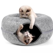 Cat Cave EXTRA LARGE Cat Tunnel Bed Indoor Cats,Cat Donut Interactive Play Toy