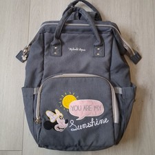 Disney Minnie Mouse "You Are My Sunshine" Diaper/Nappy Backpack Bag - Grey