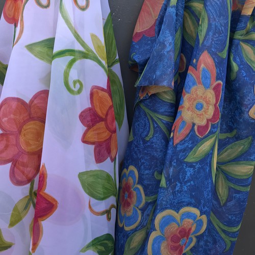 Colourful floral voile - colourful,