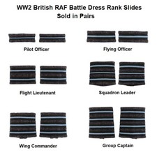 WW2 British RAF Battle Dress Rank Slide Pair - All Ranks incl. Officer Captain +