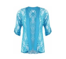 Cardigan Front Floral Lace 3/4