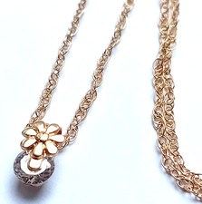 9CT GOLD FLOWER NECKLACE PENDANT & CHAIN TINY CHARM SPINNER H SAMUEL BOX