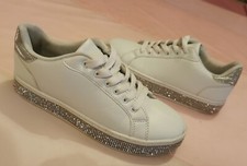 Silver Diamonte sole white