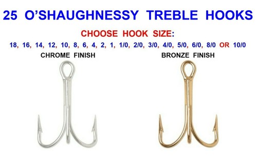 Shaughnessy treble hooks - 25, o'shaughnessy