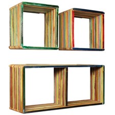 Wall Shelf Set 3 Pieces Solid Reclaimed Teak Multicolour C4Z2