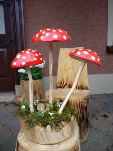 Wooden mushroom woodcraft - wooden,