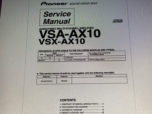Pioneer vsa ax10 - pioneer, service