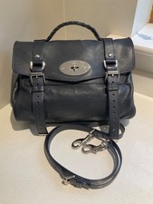 Mulberry midnight blue buffalo leather silver nickel hardware regular Alexa bag