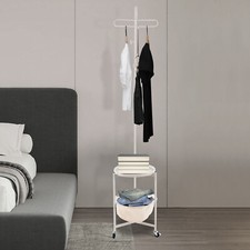 Coat Rack Hat Bag Stand Tree Clothes Hanger Umbrella Holder 3Hook Organizer+Tray