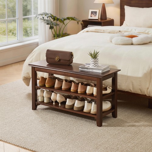 Solid wood shoe - bench,, 2-tier