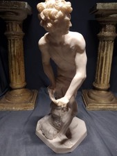 Bernini's David Sculpture,  13.5" Vintage Grand Tour Cast Marble Figurine Statue