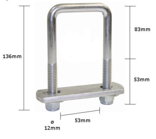 Set 12mm u bolts square - 4:,