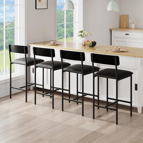 4pcs bar stools faux leather - 4pcs,