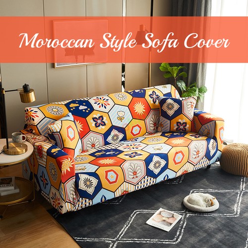 Moroccan print stretch sofa - moroccan,