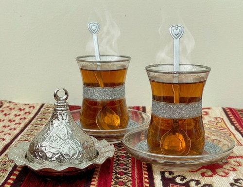 Turkish tea glass set with - turkish,