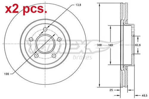 Pcs front brake disc rotos - x2,