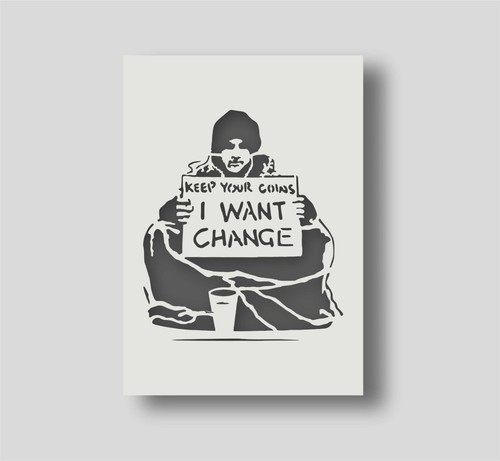 Banksy beggar want change - beggar,
