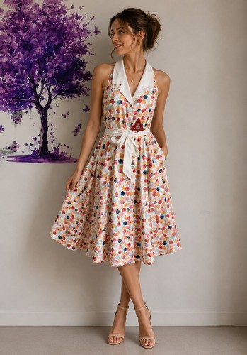 Polkadot halter neck - polkadot, dress